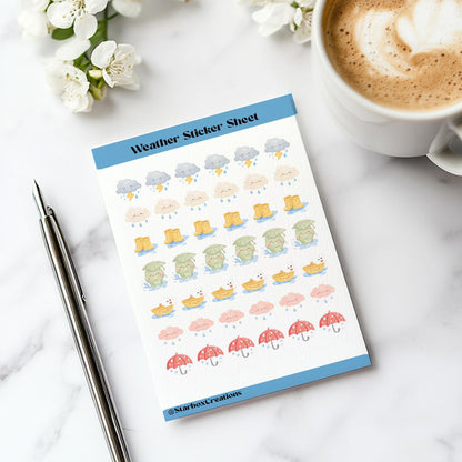 Rainy Day weather stickers,  planner stickers, journal labels