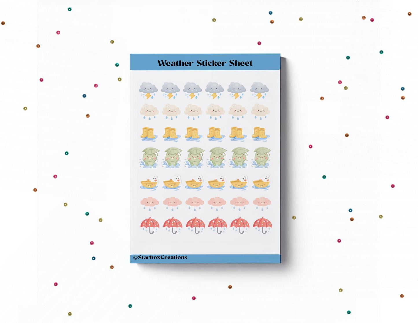 Rainy Day weather stickers,  planner stickers, journal labels