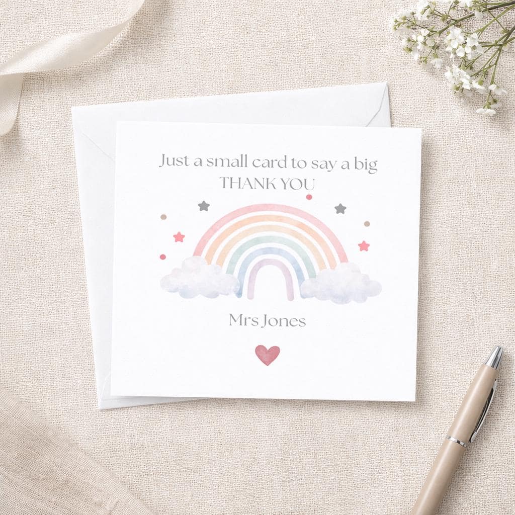 Thank you teachers card, Big thank you greetings card, personalised card