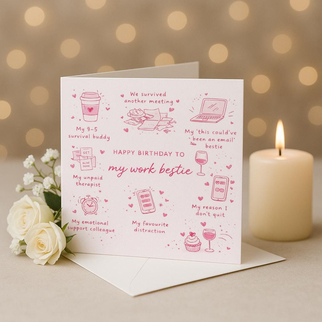 Work Bestie birthday card, Colleague, Co-Worker, Funny Card, Birthday Card, New Job Leaving Card, Personalised Card