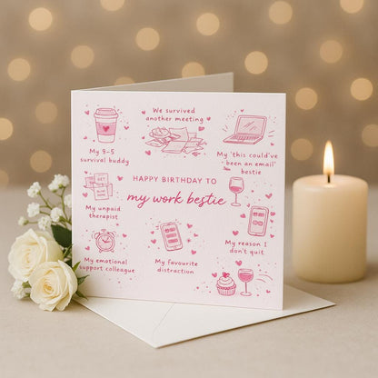 Work Bestie birthday card, Colleague, Co-Worker, Funny Card, Birthday Card, New Job Leaving Card, Personalised Card