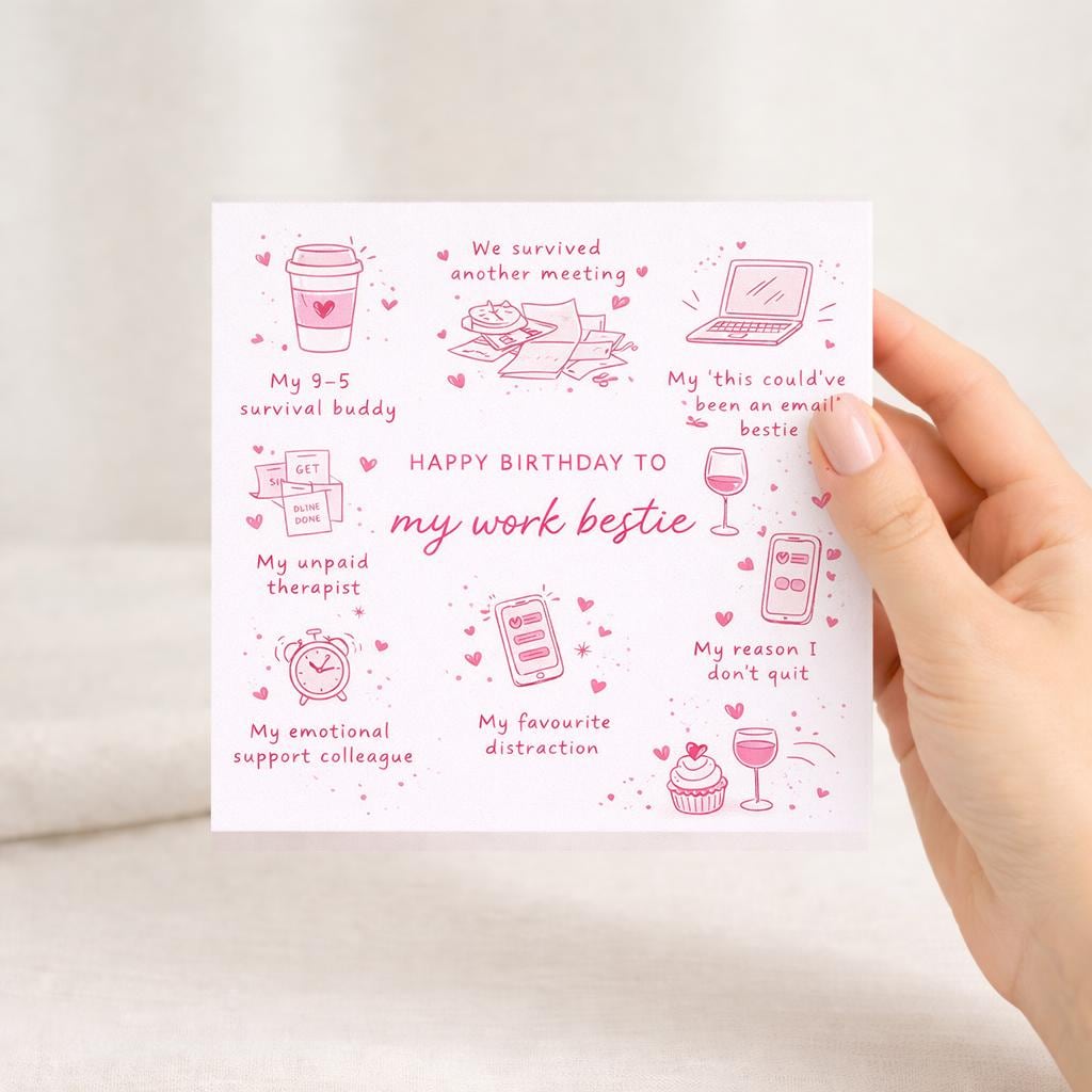 Work Bestie birthday card, Colleague, Co-Worker, Funny Card, Birthday Card, New Job Leaving Card, Personalised Card