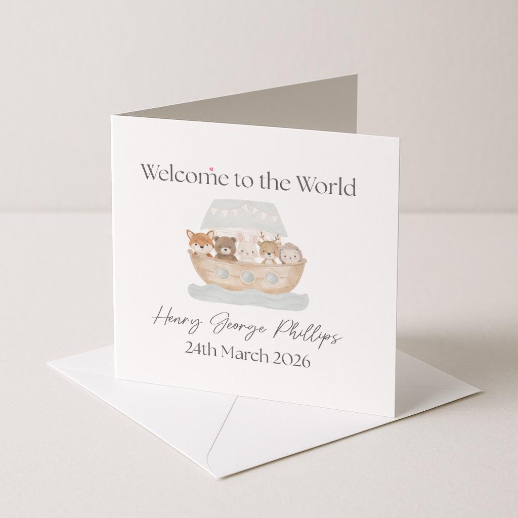 Personalised New Baby Card, Boat Design, Congratulations New Parents