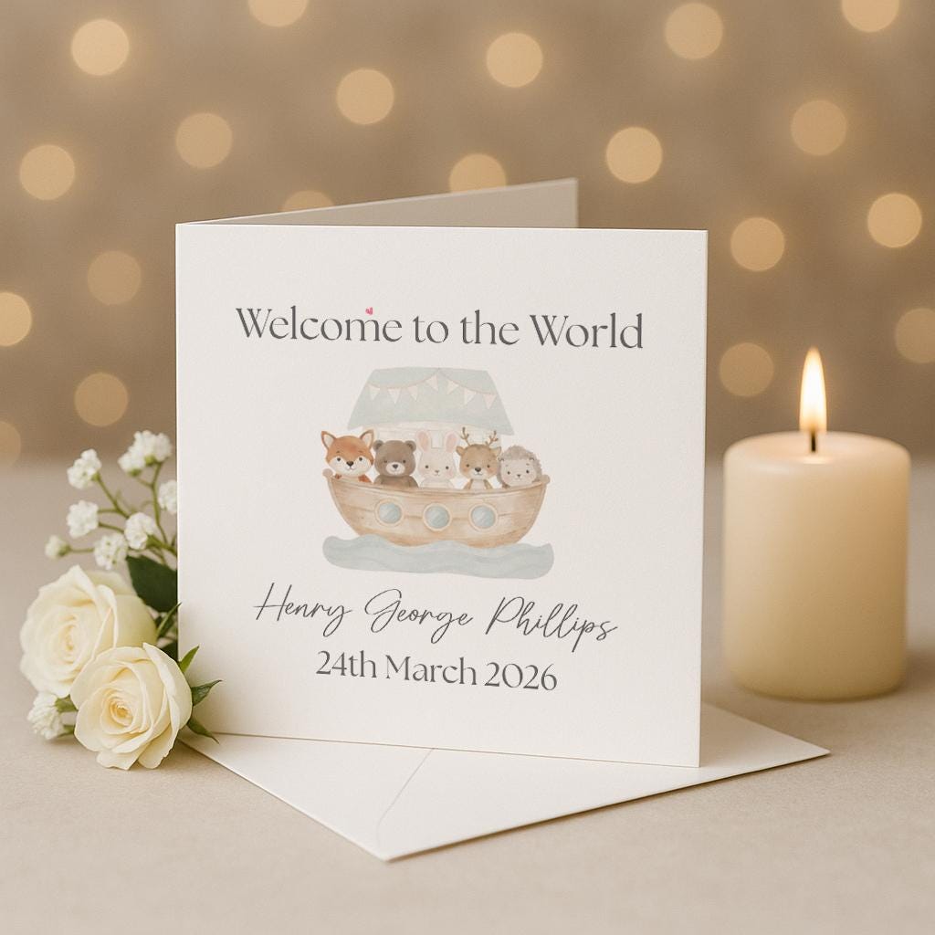 Personalised New Baby Card, Boat Design, Congratulations New Parents
