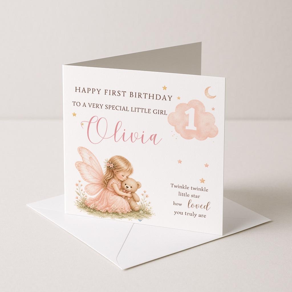 Personalised 1st Birthday Card, Teddy birthday card, First Birthday Card, Baby 1st Birthday, Son Daughter Niece Nephew