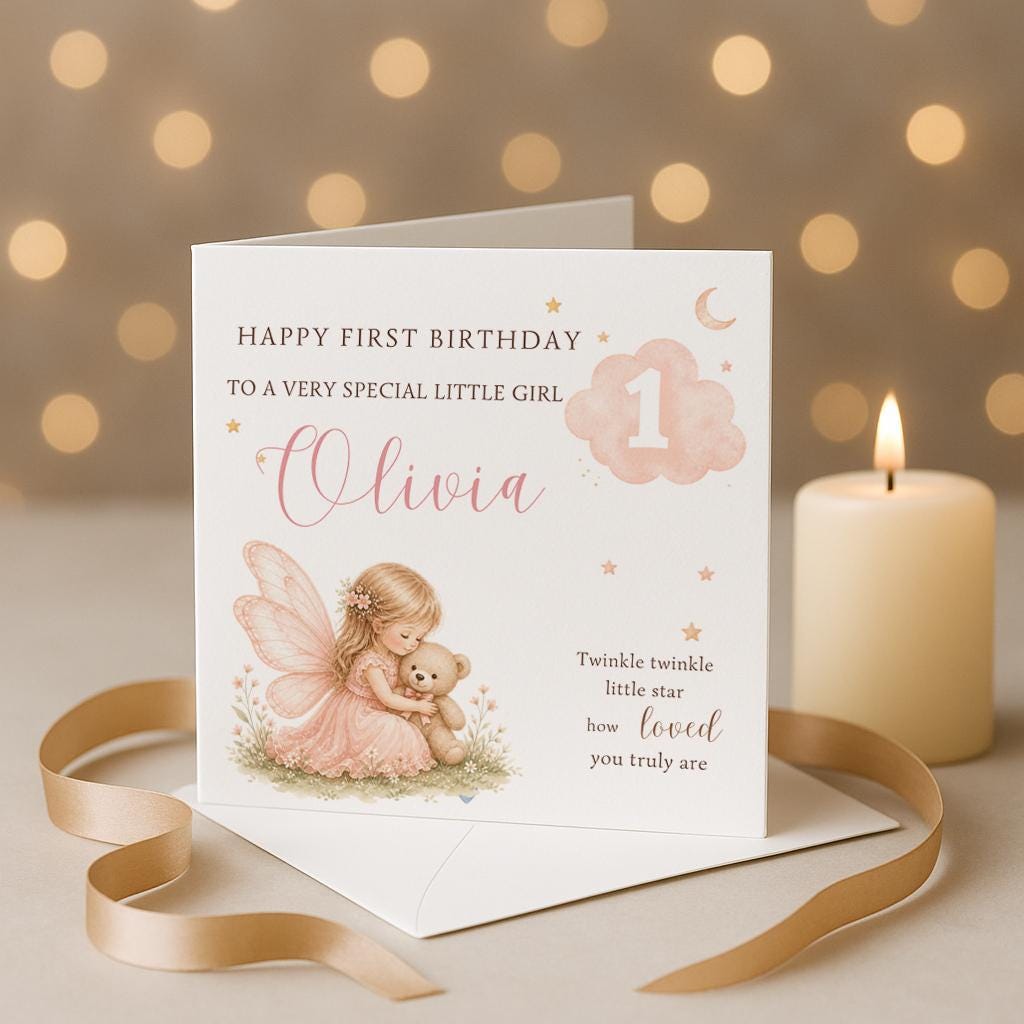 Personalised 1st Birthday Card, Teddy birthday card, First Birthday Card, Baby 1st Birthday, Son Daughter Niece Nephew