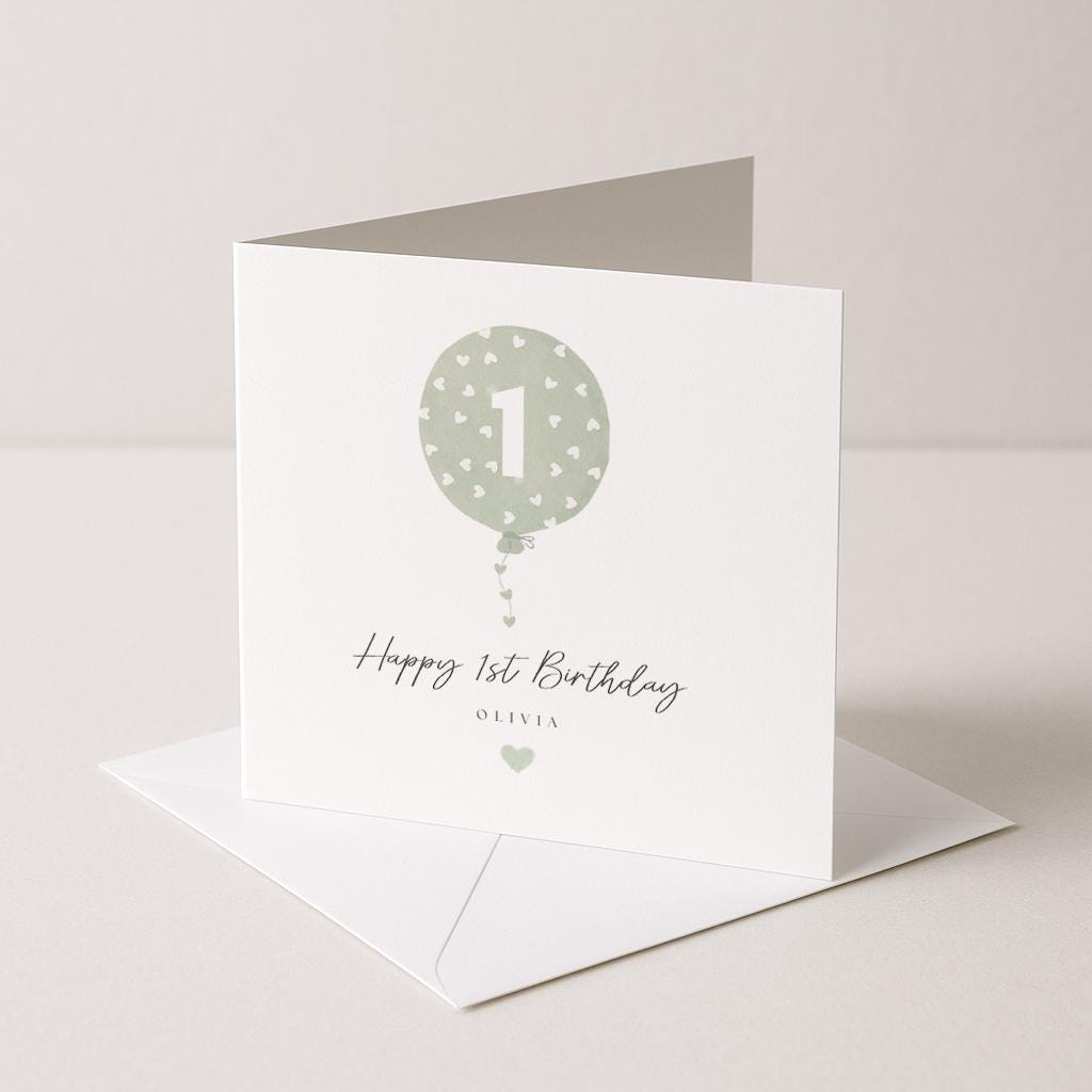 Personalised First Birthday Card, Unique 1st Birthday, Card - Son - Daughter - Grandson - Granddaughter - Niece - Nephew - Godson