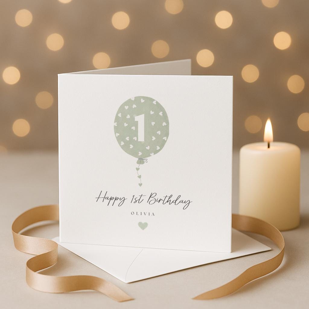Personalised First Birthday Card, Unique 1st Birthday, Card - Son - Daughter - Grandson - Granddaughter - Niece - Nephew - Godson
