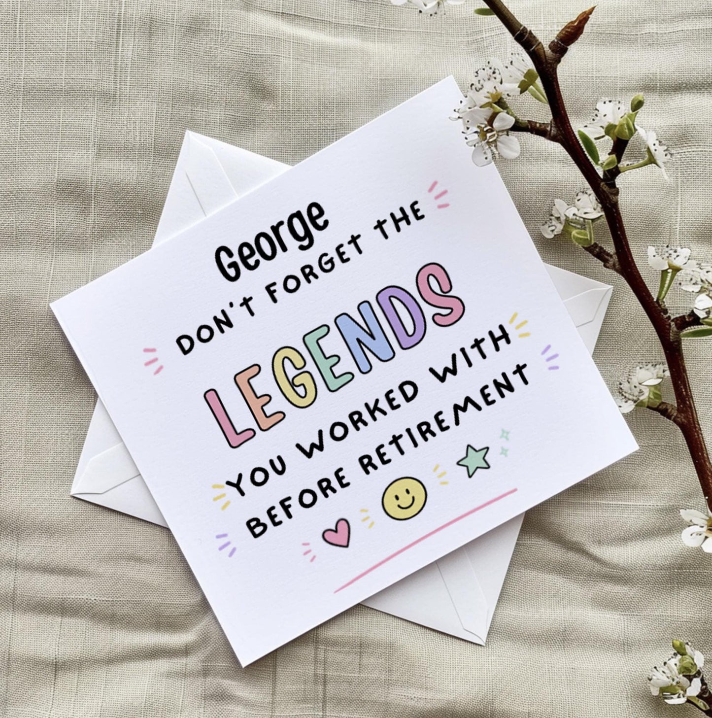 Personalised Retirement card, Leaving greeting card, work bestie
