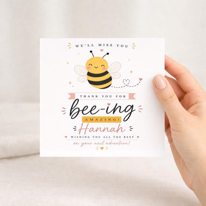 Leaving Card, Personalized Bee Thank You Card, Colleague Farewell Message