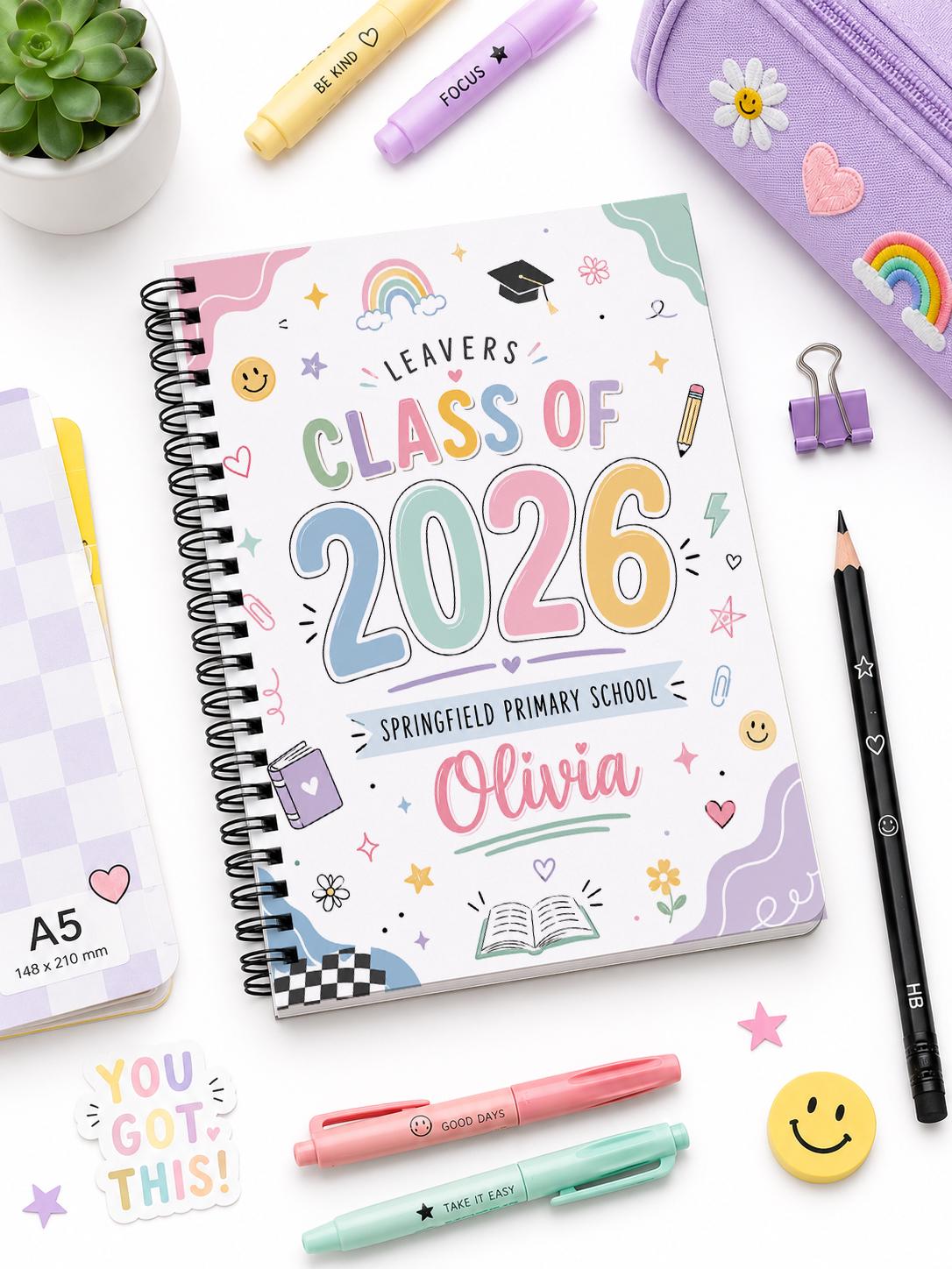 Personalised School Leavers Book,  Class of 2026, , Last Day Of Primary School, A5 Size