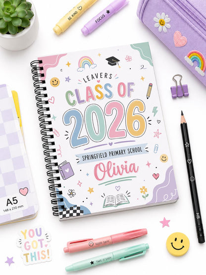 Personalised School Leavers Book,  Class of 2026, , Last Day Of Primary School, A5 Size
