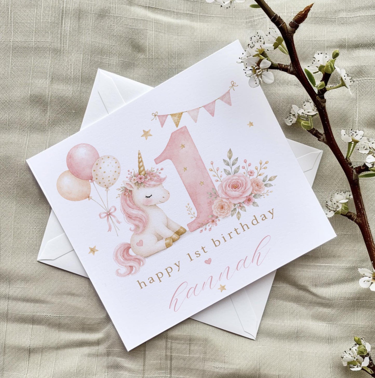 Personalised 1st Birthday Card, Unicorn birthday card, first Birthday Card, Baby 1st Birthday, Son Daughter Niece Nephew