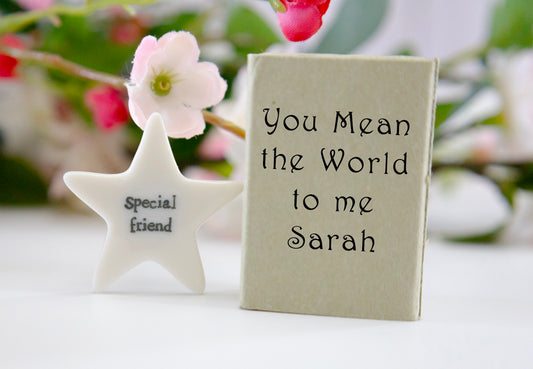 Personalised Porcelain Matchbox Affectionate Love You Keepsake Gift, special friend Boxed Gift, Keepsake Ornament, Porcelain Token Gift,