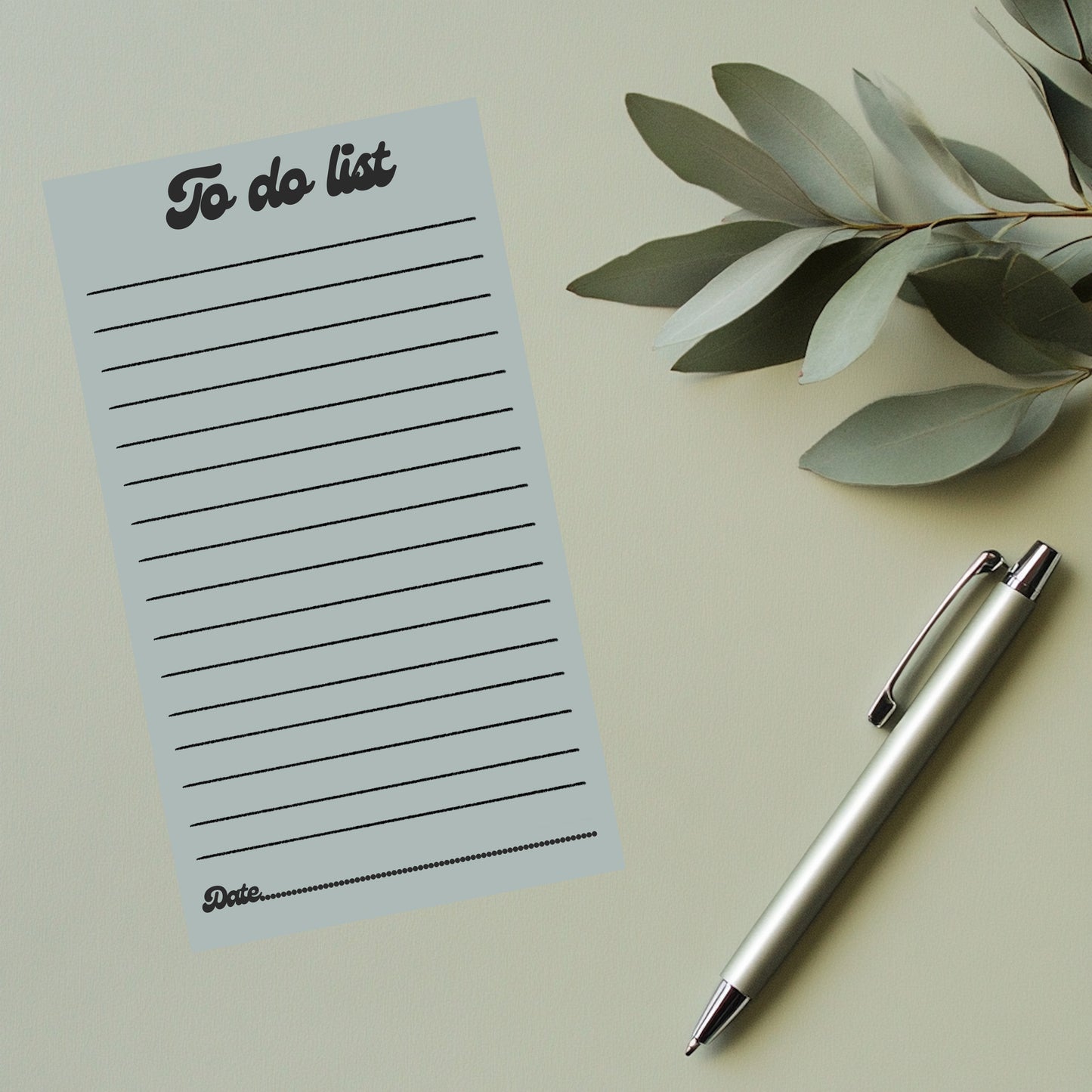 Slim To-Do List, Notepad sage and black, Deskpad, Tear Off Notepad, WFH Desk Pad, Productivity Pad, shopping list