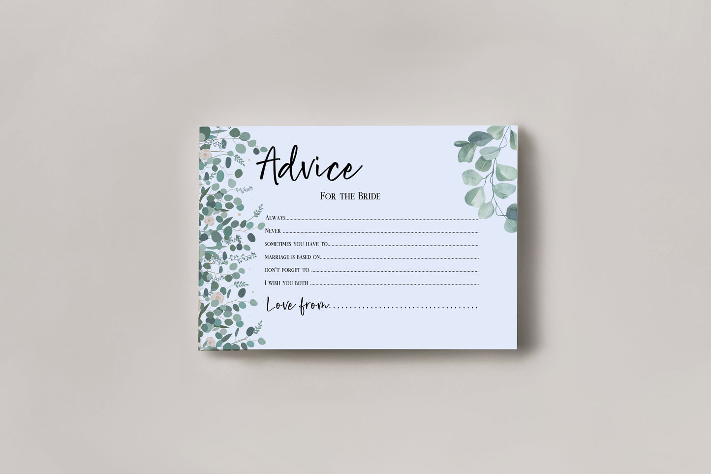 Hen Party Games Advice To The Bride Cards Hen Party Accessories Keepsake Gift Hen Party Games Hen Party Gift Bride To Be Eucalyptus cards