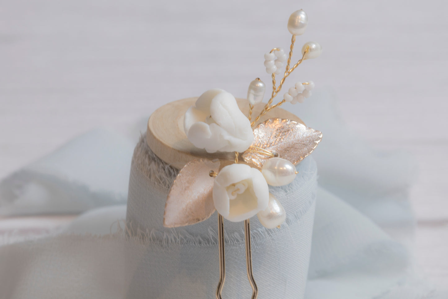Blush Ceramic Bridal Hair Pins
