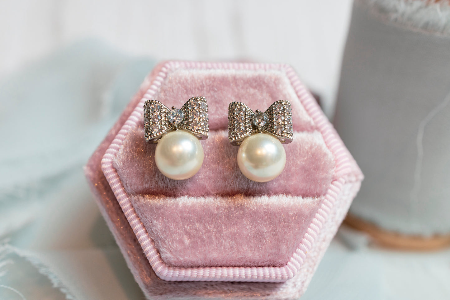 Pearl Bow Wedding Earrings