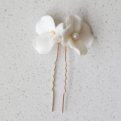Ceramic pearl wedding scatter hair pins, Bridal Hair Pins, Wedding hair accessories