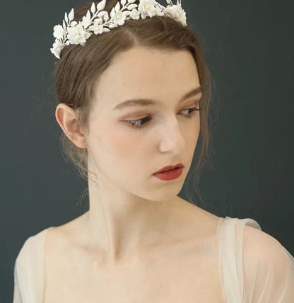 White Floral Wedding Tiara