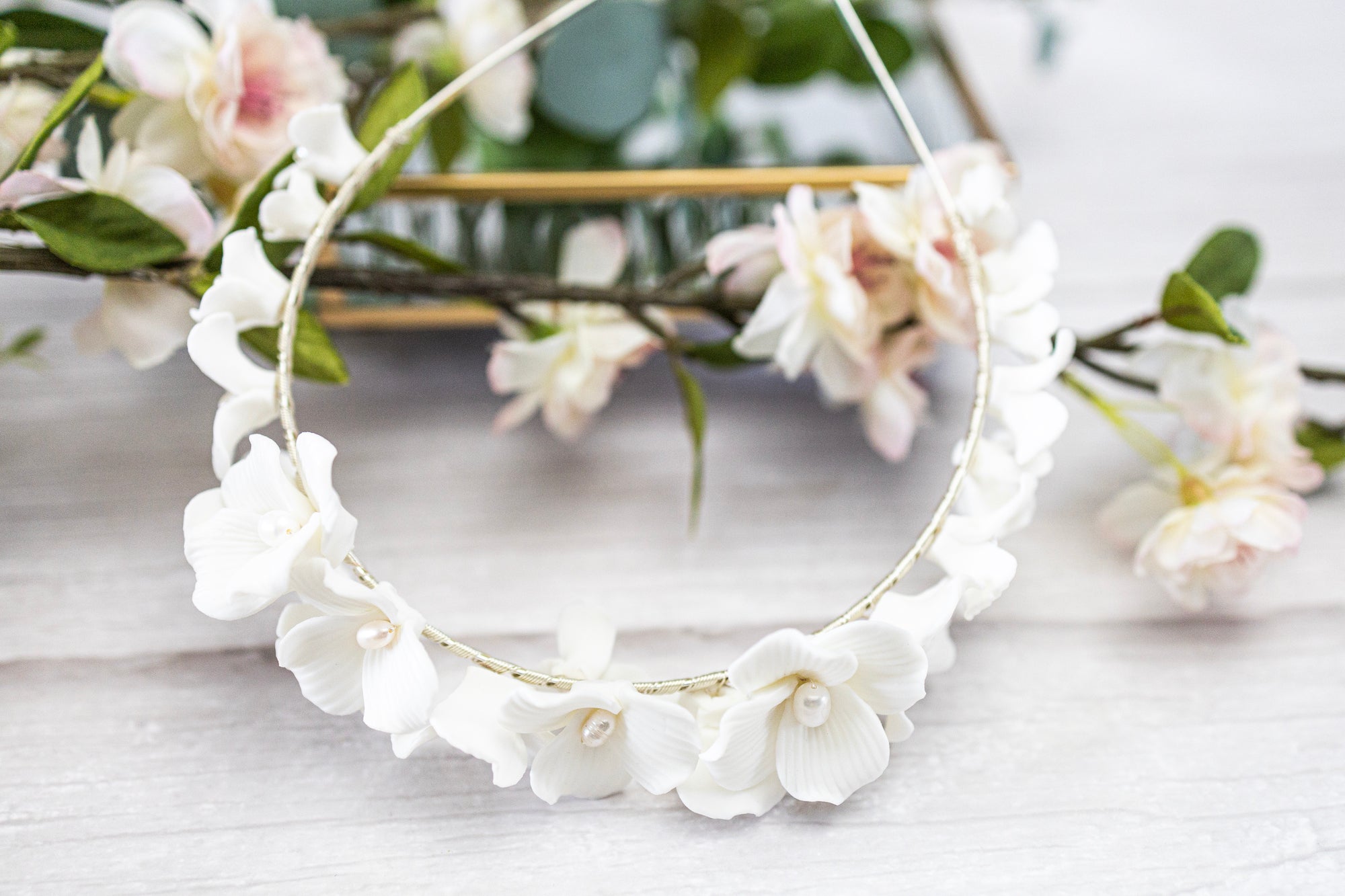 White sale flower headdress