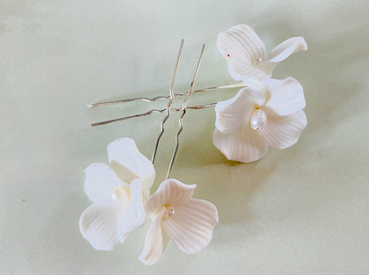 Ceramic pearl wedding scatter hair pins, Bridal Hair Pins, Wedding hair accessories