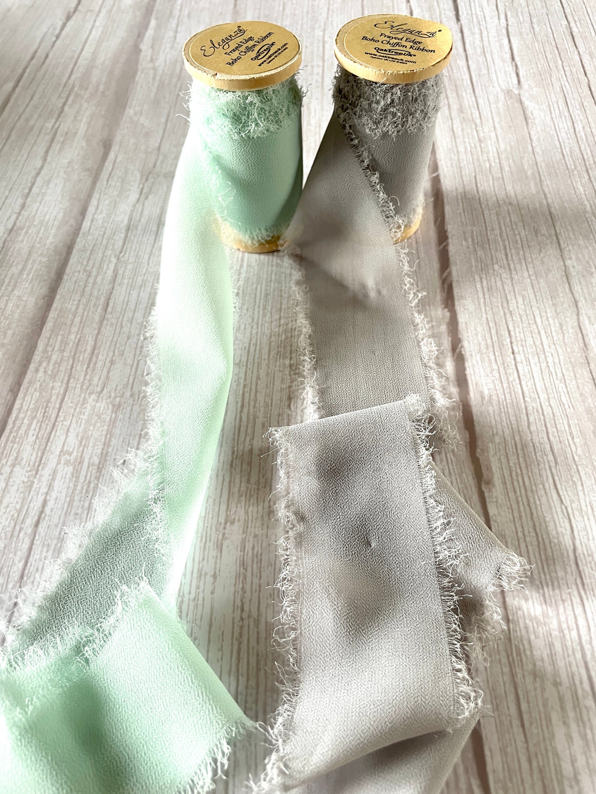 White Frayed Edge Chiffon Ribbon - 50mm x 5m (1)