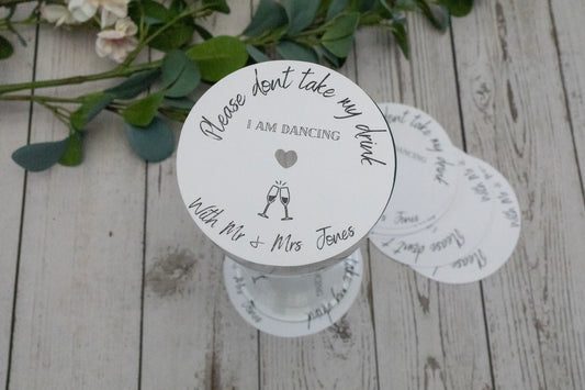 Wedding drinks Coaster, Set Of 10, Wedding Drink Cover, Please Don't Take My Drink I'm Dancing, drinks covers