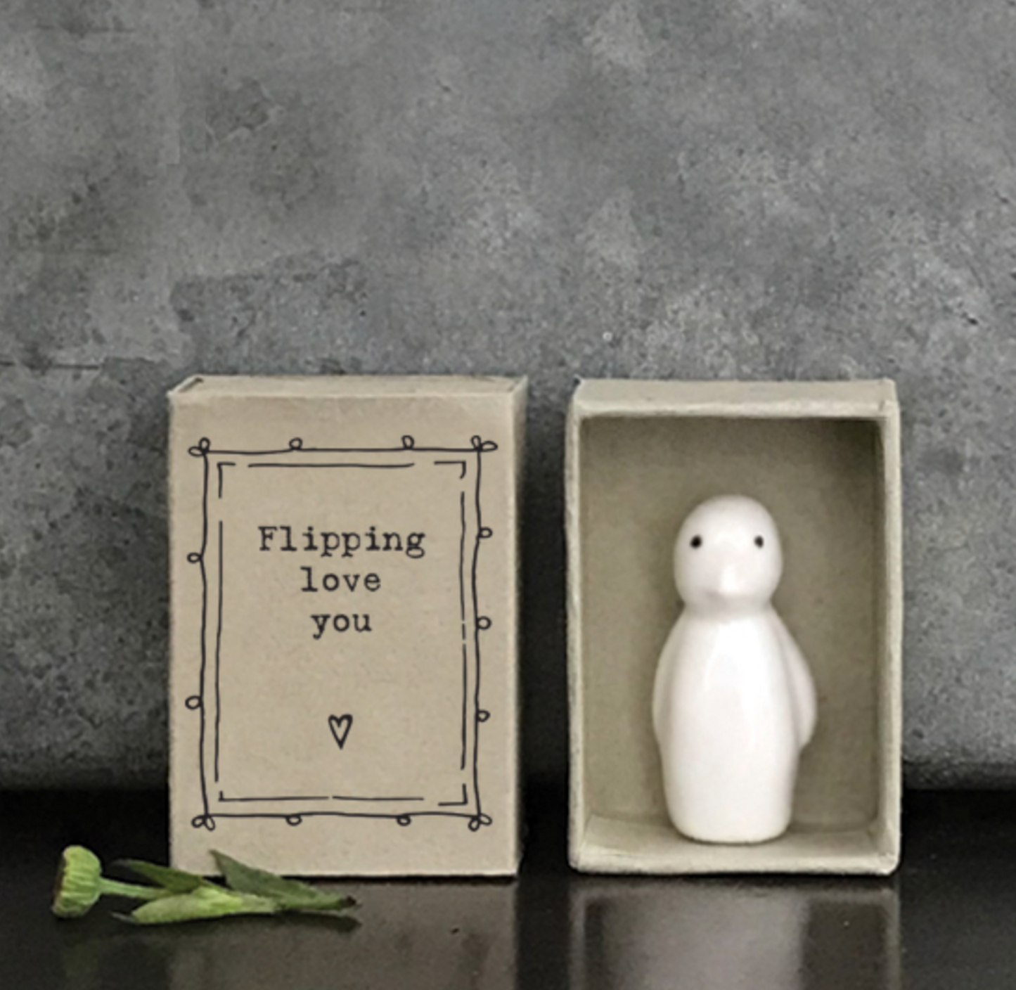 East Of India Matchbox Porcelain Penguin Ornament, Flipping love you, Porcelain penguin, Birthday Gift, Porcelain Gift, Home Gift