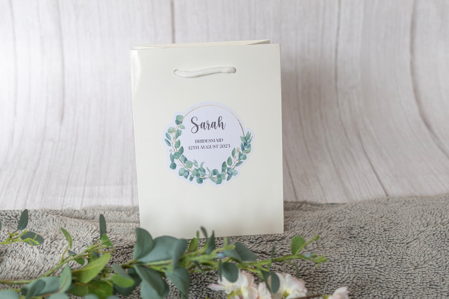 Personalised Bridesmaid Gift Bag, DIY Personalised Party Bag, Favour Bag, Eucalyptus Party Bags, Gift Wrapping, Gift Bags, Hen Party