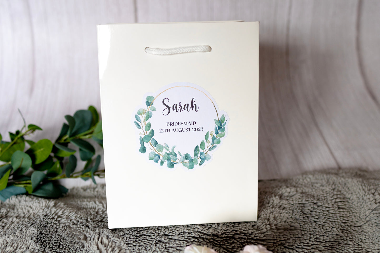 Personalised Bridesmaid Gift Bag, DIY Personalised Party Bag, Favour Bag, Eucalyptus Party Bags, Gift Wrapping, Gift Bags, Hen Party