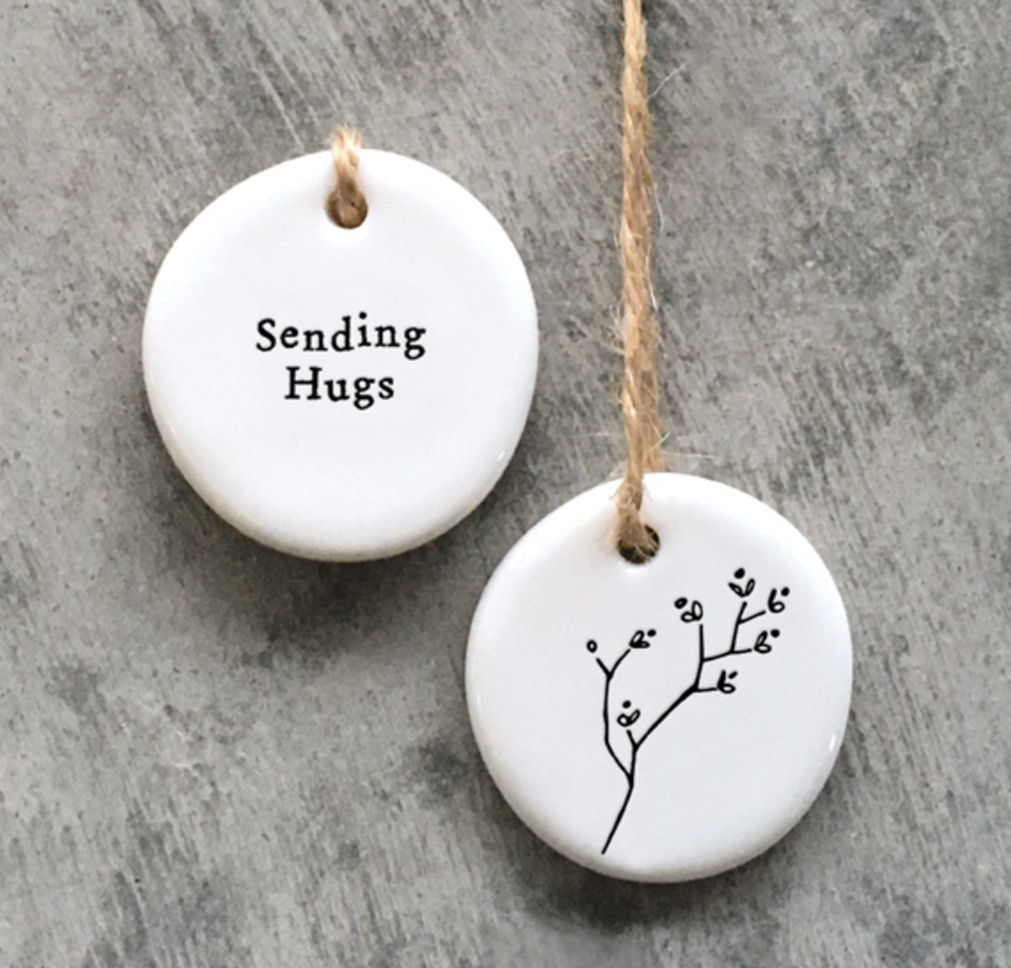 Mini Porcelain Hanging sending hugs Tag East of India