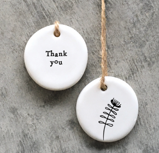 Thank you gift, Mini Porcelain Hanging Tag