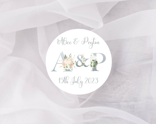 Wedding Stickers Personalised, wedding labels, Floral stickers, wedding favour labels, thank you stickers, Confetti cone stickers