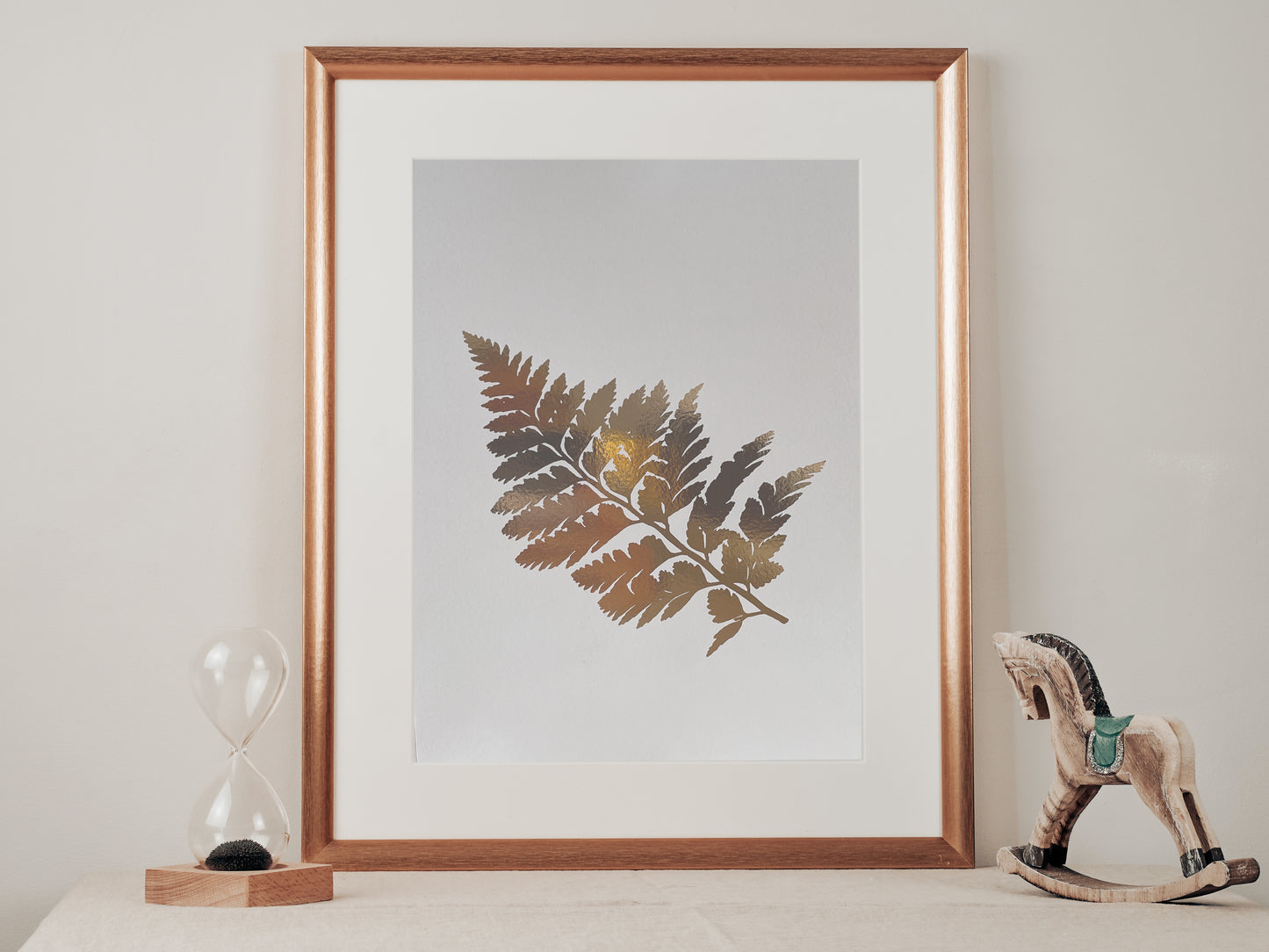 Fern foiled wall art, foiled print, Real Foil, A4 Size, Foiled Print