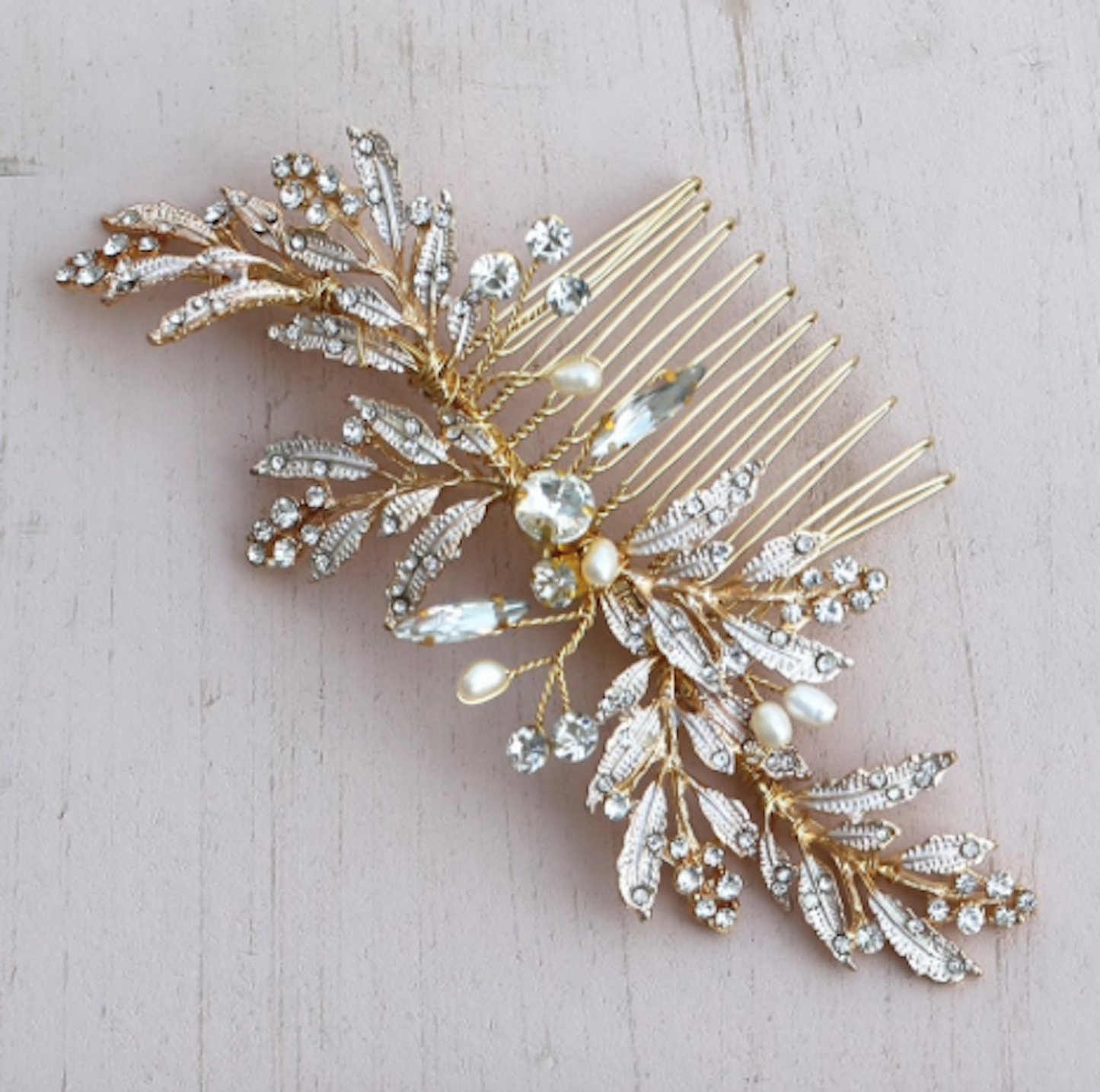 Gold Crystal Wedding Hair Comb