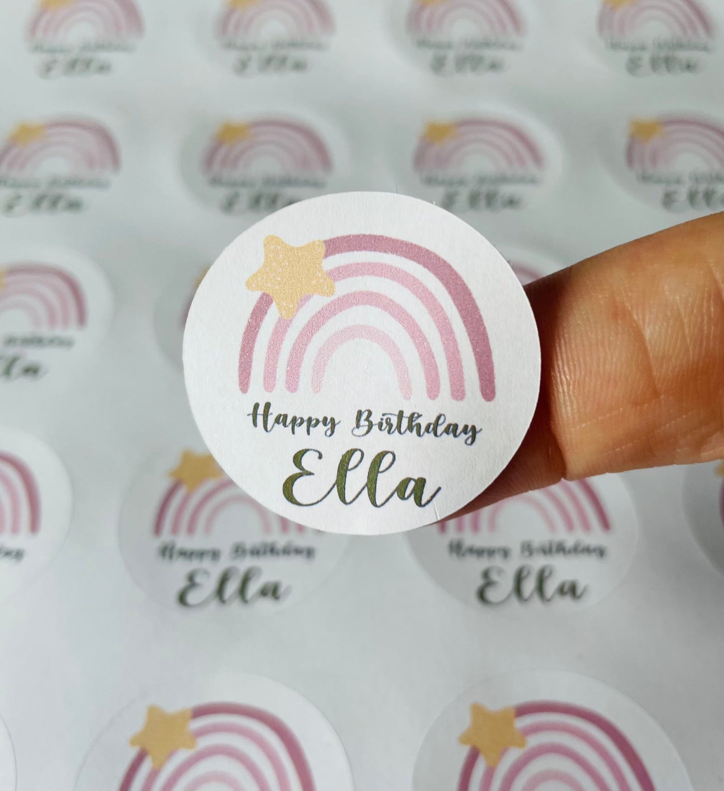 Personalised Rainbow Happy Birthday Stickers Star