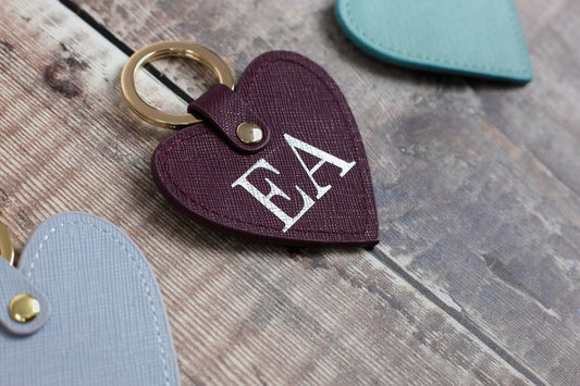 Personalised heart keyring, Customised heart, Initial Keyring, Faux Leather Keychain, Monogram Keyring, Personalised Gift, Bridesmaid Gifts