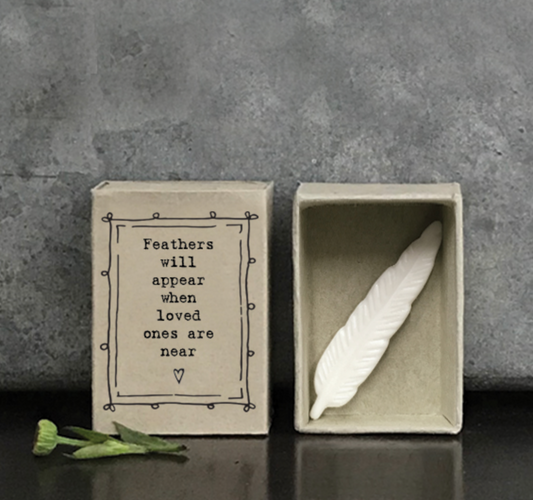 East Of India Matchbox Porcelain feather