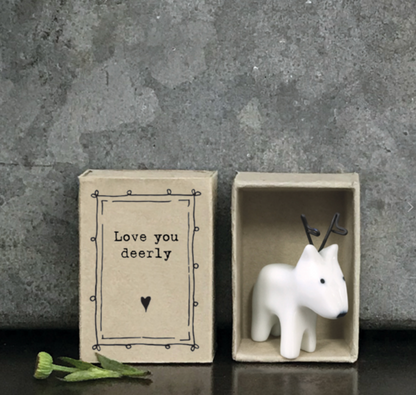 Porcelain Matchbox Little Reindeer, Love You Words, Family Keepsake Gift, Porcelain Keepsake, Small Christmas Gift