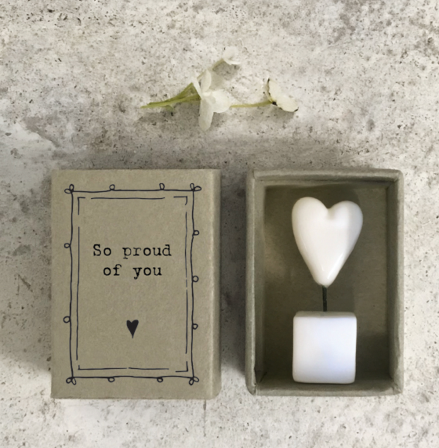 Porcelain Heart Matchbox Gift, So Proud Of You, Thinking Of You,  Gifts For Friends, Difficult Time Gifts, Small Keepsake, East Of India