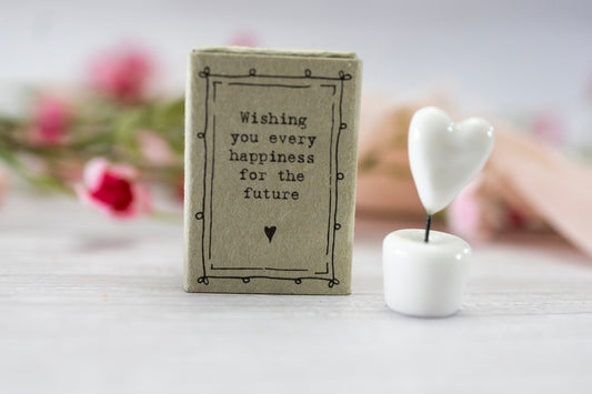 Porcelain Heart Matchbox Gift,Wishing You Every Happiness For The Future, Gifts For Friends, Wedding Gift, Keepsake gift -East Of India