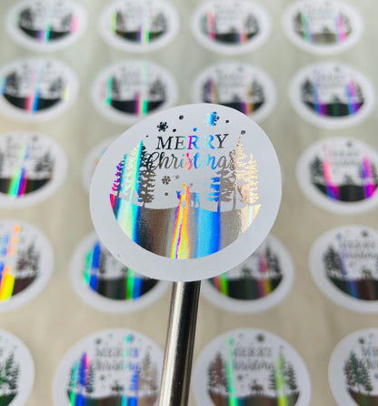 Merry Christmas Foil Stickers, Stickers Sheets, Foiled Labels, Foil labels, Envelope Seals