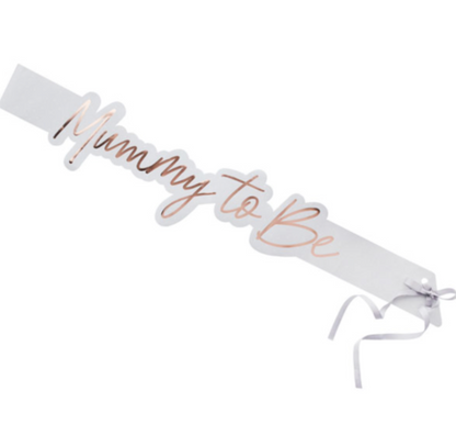 White & Rose Gold Mummy To Be Sash