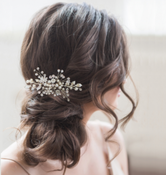 Crystal and Pearl wedding hair comb
