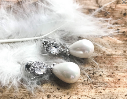 Pearl Drop Crystal Earrings