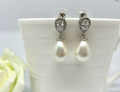 Pearl Drop Crystal Earrings