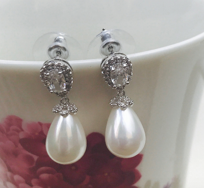 Pearl Drop Crystal Earrings