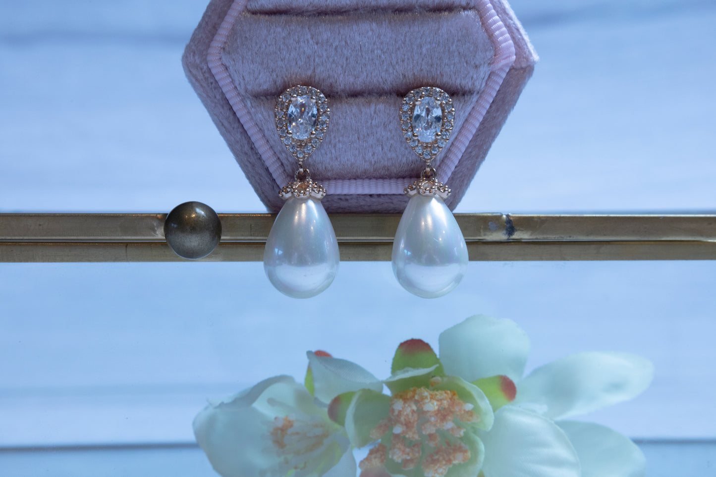 Pearl Drop Crystal Earrings