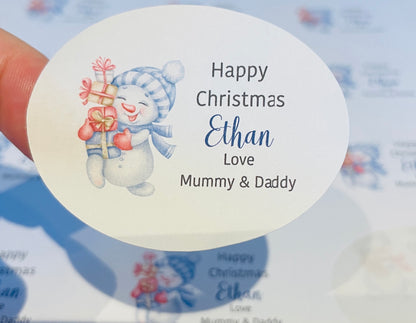 Personalised Snowman Christmas Stickers, Christmas Envelope Seals, holiday stickers